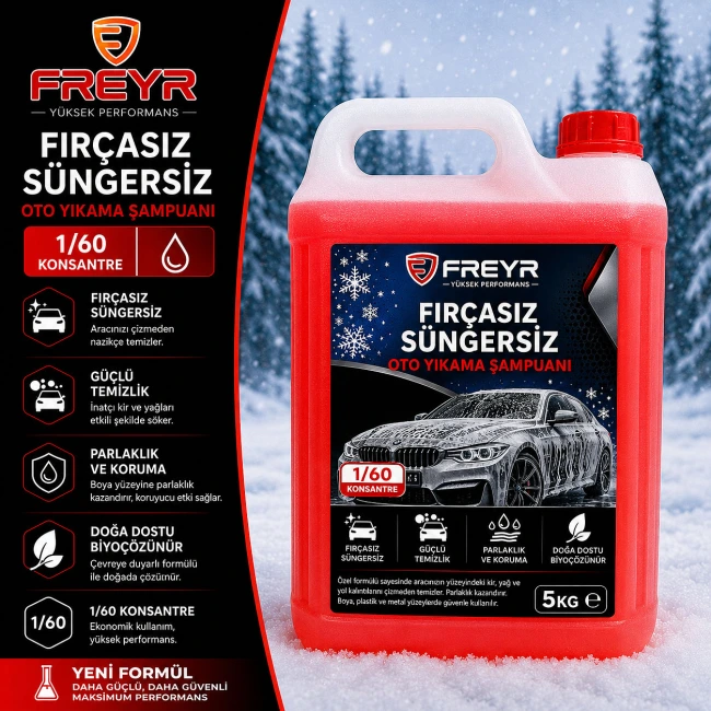 Fırçasız Süngersiz Oto Yıkama Şampuanı 5 Kg (1/60 KONSANTRE)