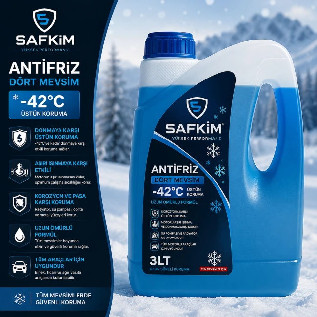 Safkim Dört Mevsim Mavi Antifriz -42 Derece 3 Lt